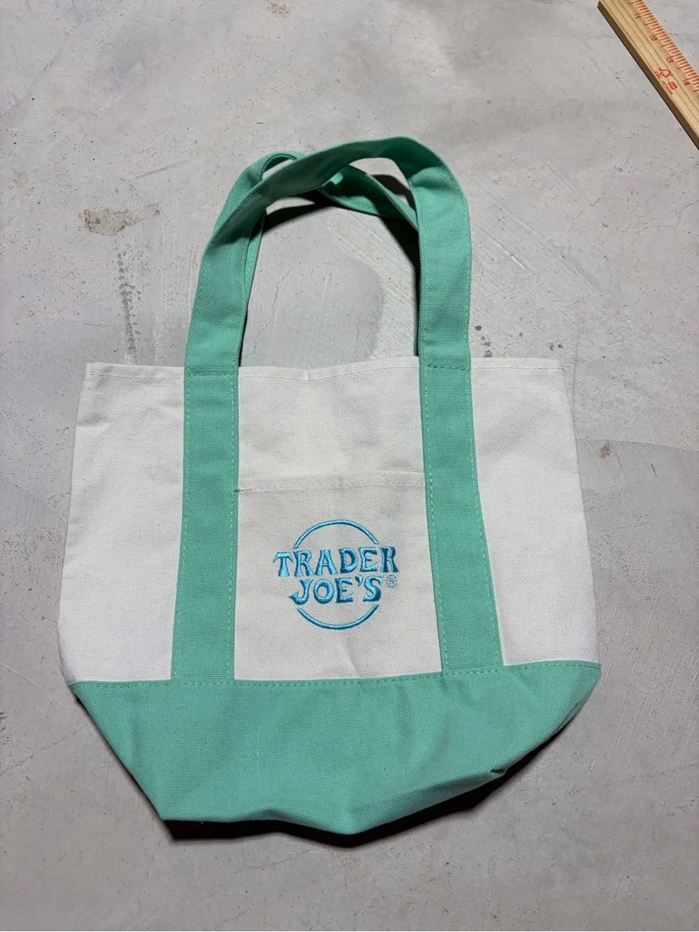 Trader Joe’s mini pastel Mint & White Canvas Tote Bag